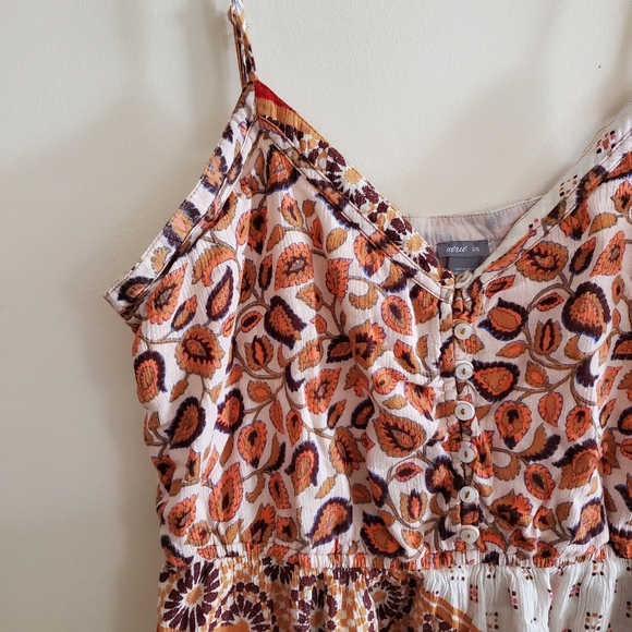 Aerie Boho Spaghetti Strap Midi Dress Mixed Pattern Summer Dress Size Large - Picture 9 of 10